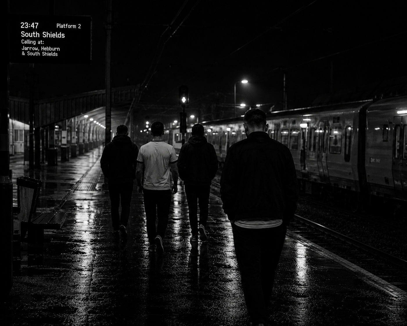 Last train platform at night