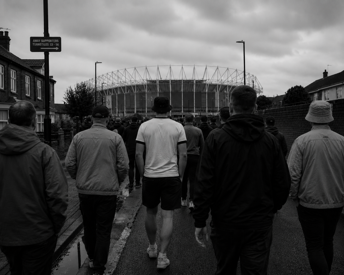 Supporters walking toward the ground